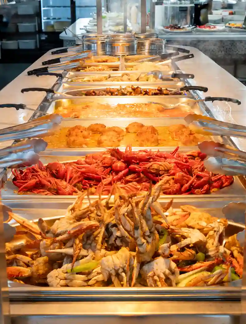 Buffet Trays with Crawfish and Crab Legs
